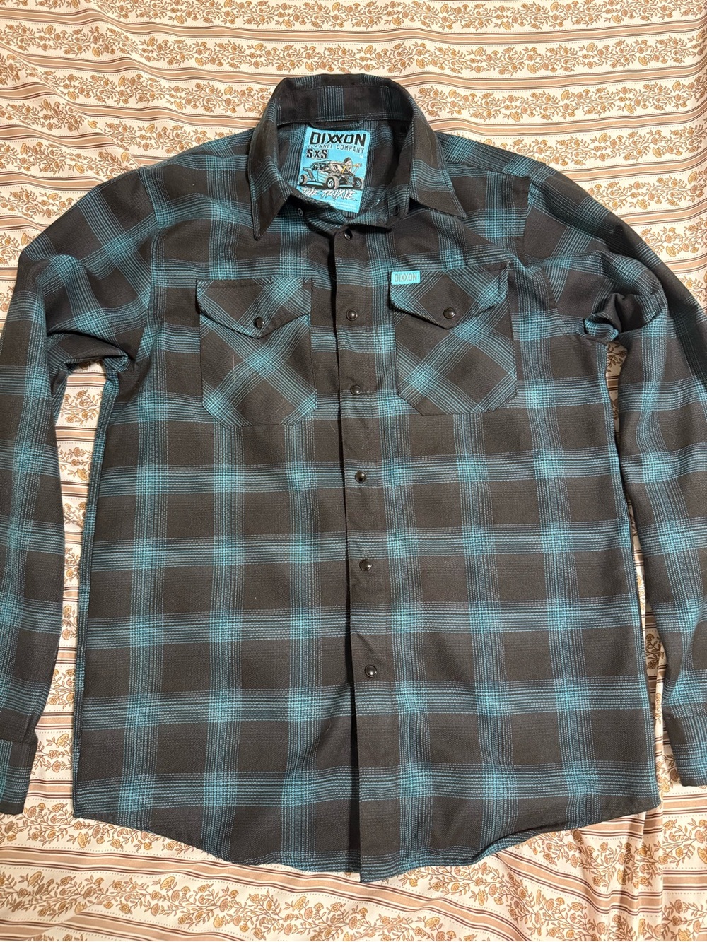 DIXXON Limited Edition “The Trixie” Black & Teal Plaid Snap-Front Flannel Shirt